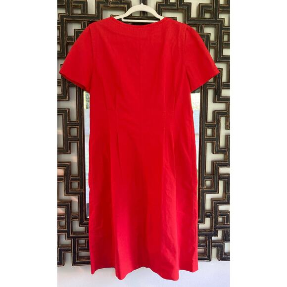 Lafayette 148 Orange Red Cotton Poplin Zip Dress ~ Easy Chic Day Style ~ Sz 10 - Picture 7 of 11